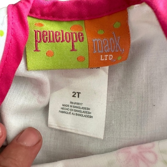 Penelope Mack girls 2T pink, blue and white sleeveless dress - Picture 3 of 3